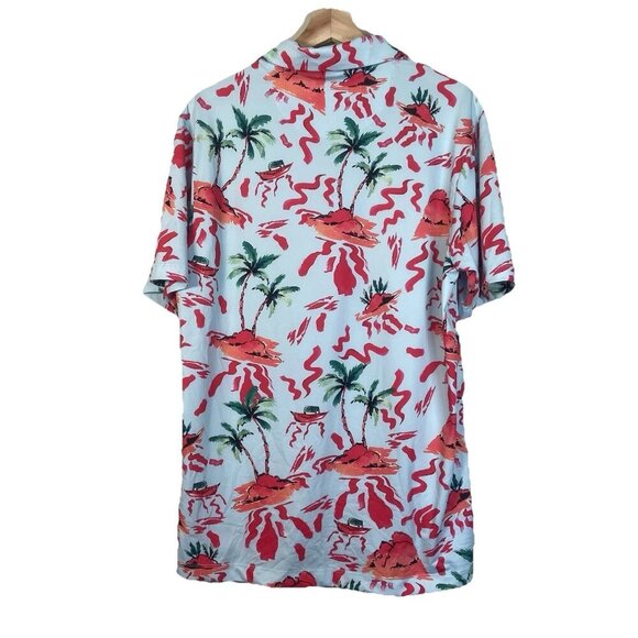 Bad Birdie Men's Blue Red Rocks Performance Golf Polo Shirt Size M Medium Tropic - Picture 3 of 11